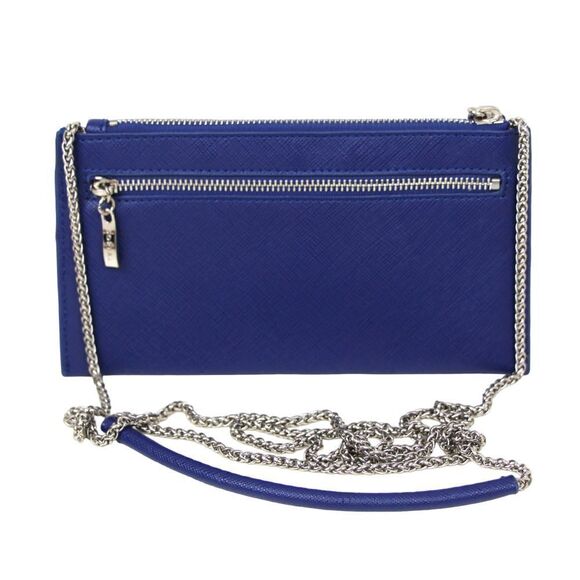 SORIAL BLUE GENUINE LEATHER CHAIN STRAP X-BODY CLUTCH SHOULDER BAG HANDBAG PURSE - Picture 3 of 9